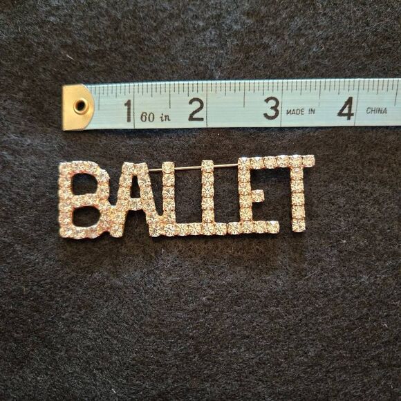 1980's BALLET Rhinestone Pin Brooch - Picture 5 of 6